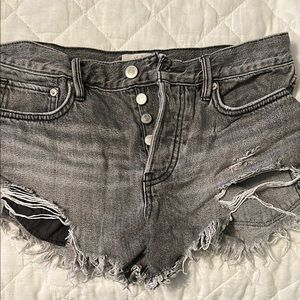 Distressed Gray Denim Shorts